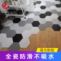 Hexagonal brick floor tiles Hexagonal black and white gray floor tiles Kitchen bathroom wall tiles Antique tiles Nordic style