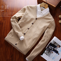 Cotton autumn mens cardigan sweater Korean slim knitwear thin trend thread coat coat mens coat sweater