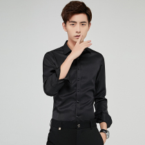 Autumn mens long sleeve shirt non-iron solid color slim Korean shirt youth business white shirt mens clothing