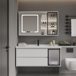 Modern minimalist bathroom cabinet combination bathroom ceramic integrated washbasin washbasin light luxury washbasin set