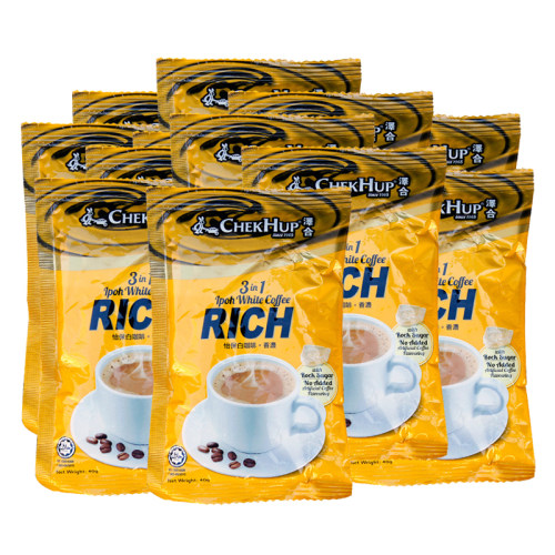 马来西亚泽合chekhup怡保白咖啡12小袋香浓rich三合一速溶咖啡_7折