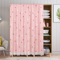 Curtain sheltering debris cloth curtain cabinet with cabinet door open wardrobe dust-proof curtain window Magic sticker shoe rack hanging curtain