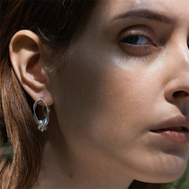 monSecret Liu Shishi with reverse 925 sterling silver pearl ring female unique earrings advanced sense retro tide