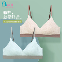 Girl bra without rims Female high school student college student adolescent color cotton underwear thin small chest gathered bra female