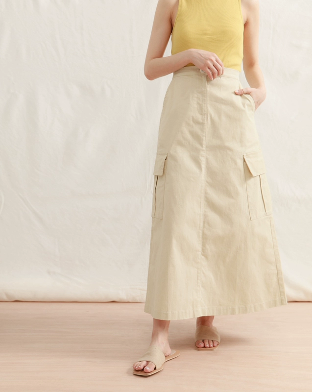 MEIER.Q Váy kaki phong cách Hồng Kông mùa hè 2020 kiểu mới đầm công sở khoét lưng M40101997 - Váy