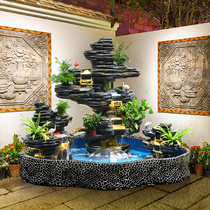 Outdoor fake mountain flowing villa courtyard garden fish pond decoration fountain landscape landing pendulum