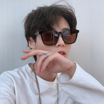 Korean small square frame glasses female cream tea brown retro orange sunglasses female Korean Net red street photo sun glasses