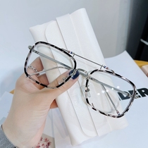 tb small red book net red homecare square retro glasses hawksbill Turtle Bean Flowers Vegan Face Small Anti Blue Light Flat Mirror