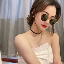 Han Edition Fashion Personality Polarized Sunglasses Small Red Book Recommendation Vinochio Half-Frame Orange Sunglasses Show Wisdom Tea Color 100 Hitch