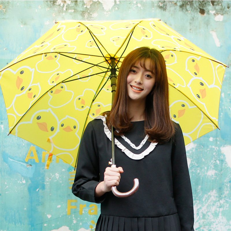 Cmon大黄鸭雨伞女晴雨两用个性创意卡通折叠小清新自动直杆长柄伞