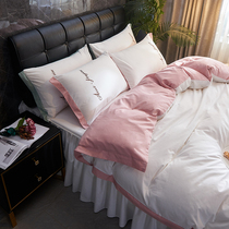 Pure cotton bed Skirt Style Princess Wind Four Pieces Xinjiang Changsuede cotton 100 All cotton quilts Approbed About bed Bamboo Hat Pure color sheet 4