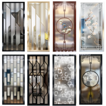 Art tempered glass screen Living room entrance bedroom toilet partition occlusion double-sided matte translucent Chinese lattice
