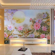 Handmade deep-carved tempered art glass wall background wall Living room screen cabinet entrance partition purple air to the east