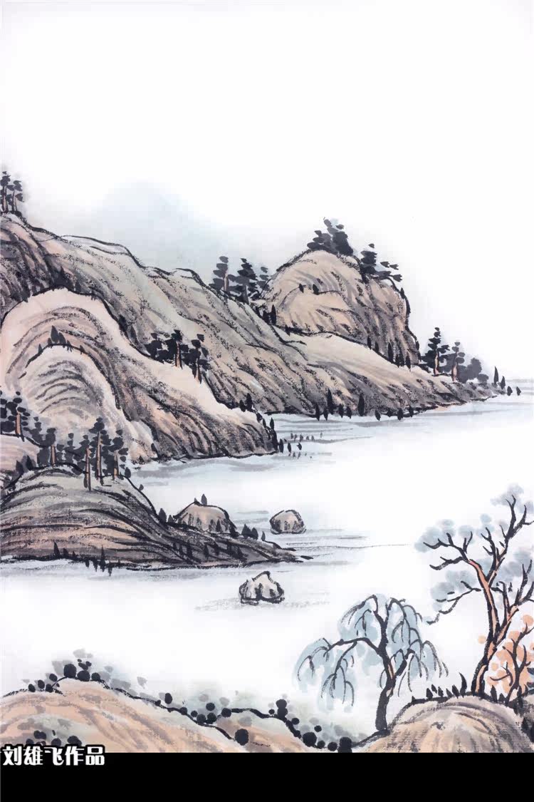 传世名画刘雄飞手绘临摹黄公望《富春山居图》2.74米山水国画全图