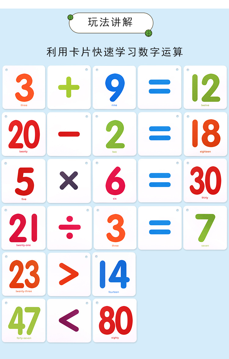 可水洗数字卡片0-1-100婴幼儿童识数卡宝宝早教认知卡