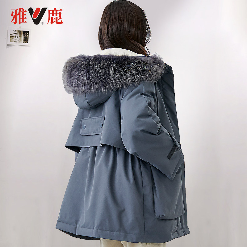 yaloo 雅鹿 貉子毛领 女式中长款连帽羽绒服 聚划算+天猫优惠券折后￥499包邮（￥ 899-400）3色可选 88VIP可再95折