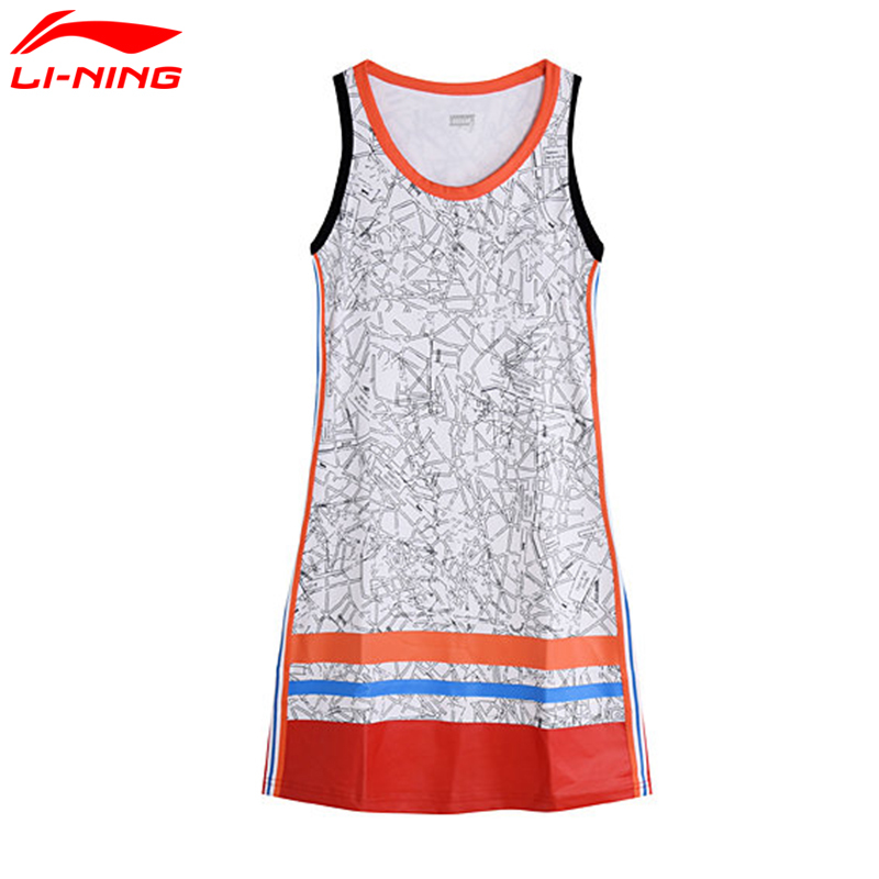Li Ning женского движения удобное платье хит цвет печать вокруг шеи Ленивый H-типа юбка GSKM072 Изображение 1 Li Ning женского движения удобное платье хит цвет печать вокруг шеи Ленивый H-типа юбка GSKM072 Изображение 1