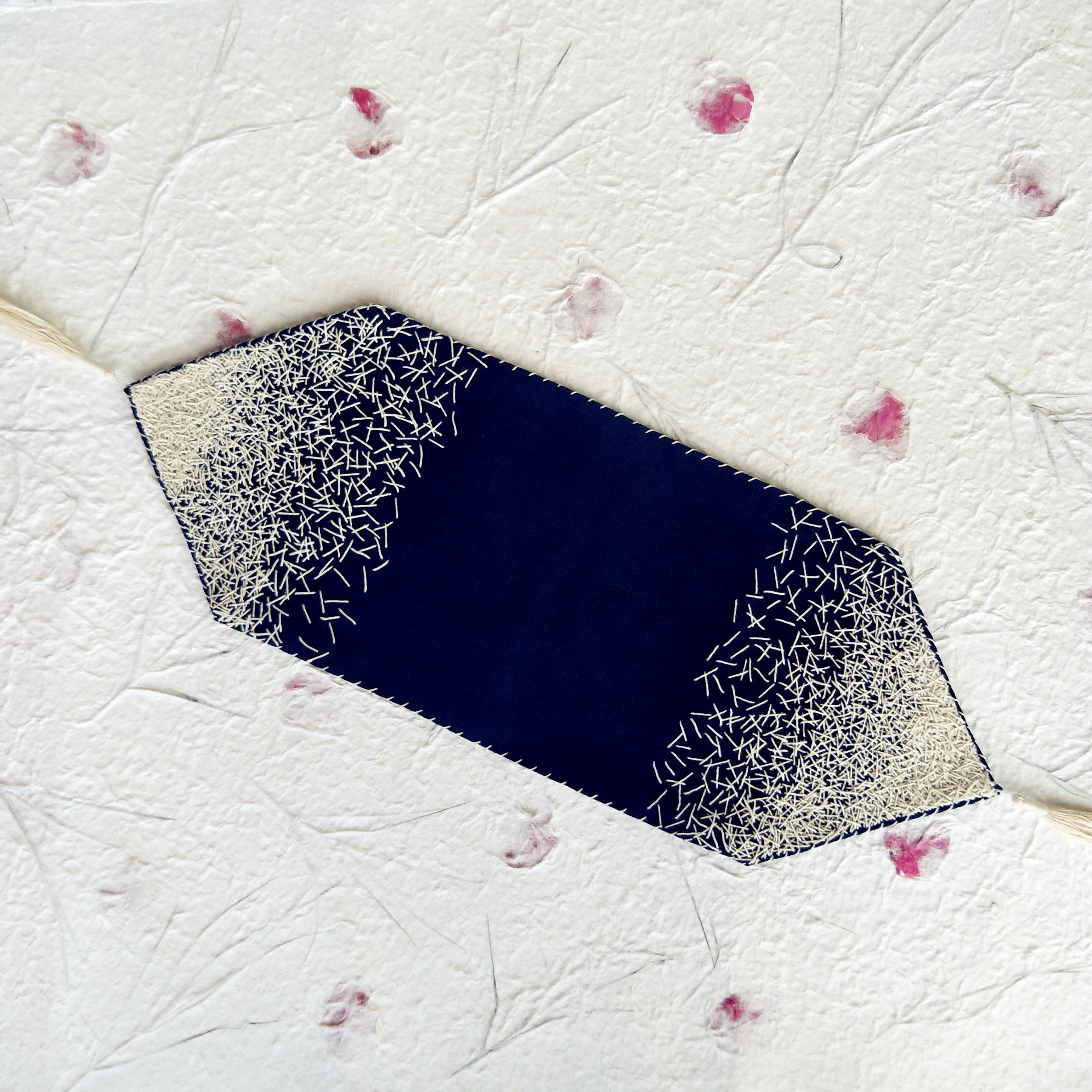 {雨果家}indigo蓝染斗纹布纯手工刺子乱针绣挂穗儿小茶席淳朴复古