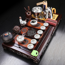 Purple sand tea set with black sand solid wood tea set full of pear tea table Kung Fu tea house is simple and automatic