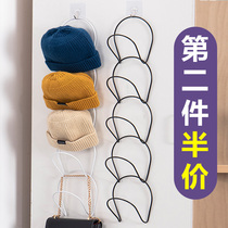 Hanging hat storage and finishing artifact wall hanging dormitory wardrobe door rear clothes hat adhesive hook creative bag shelf multi-layer