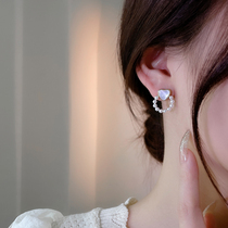 Care earnails summer female pure silver pearl earrings 2022 new tide of Korean high - quality ear decoration