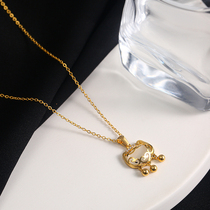 Ping An locks necklace 2021 New womens light extravaganza 18k gold pendant titanium steel collarbone chain netting red not to fall color