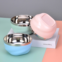 Nordic 304 stainless steel household childrens rice bowl Dormitory student couple soup bowl Plastic insulation bowl for adults