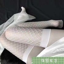 Spring and summer white stockings high tube fishnet socks thigh socks hollow grid large size over-the-knee net socks suspenders sexy women