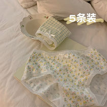 5-pack Japanese pastoral floral panties Female girls female antibacterial Korean low-waist breathable briefs head