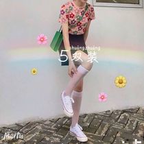 White middle tube stockings Japanese thin calf socks transparent half invisible knee velvet jk mid stockings black women