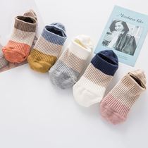 Socks female Korean version of short socks shallow boat Socks female cute Japanese low spring and summer short splicing color double needle invisible Wild