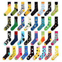 Men and women fun Tide brand zebra white pigeon flowers retro green yellow medium tube flower socks children couple banana crocodile