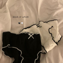 Japanese simple color underwear womens medium and low waist soft and comfortable girl bow breathable cotton briefs