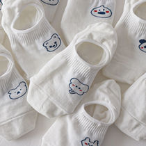 White socks womens boat socks shallow mouth invisible non-slip can not fall off with spring and summer thin trendy socks summer