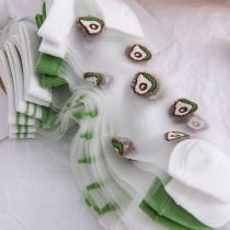 Crystal socks womens socks summer thin breathable glass silk cotton bottom cute Japanese transparent ice stockings avocado