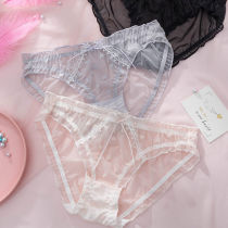 2 Japanese panties female lace sexy women cute low-waisted girls large size girls transparent ice silk briefs