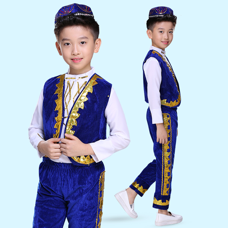 Toddlers and children Indian Xinjiang performance costumes boys minority costumes Hui Uyghur performance dance costumes