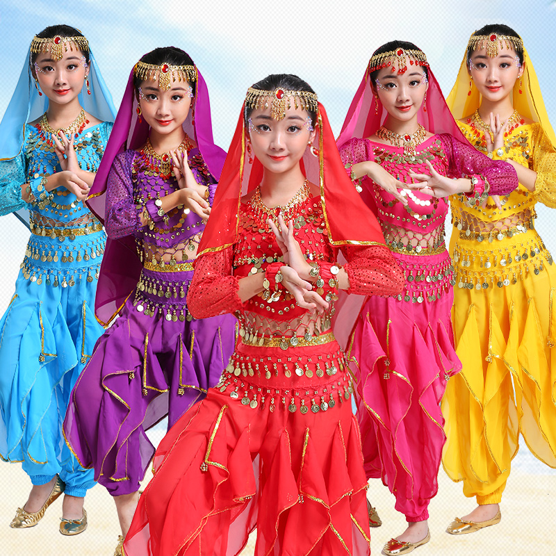 The new Indian dance performance costume female belly dance performance clothing children Xinjiang do physical examination era literary bubble convenient