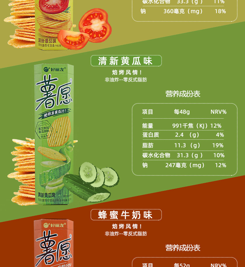 薯愿薯片小包装原味包邮整箱番茄味黄瓜味组合装散装膨化