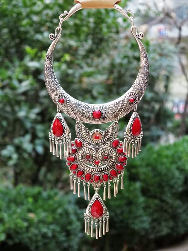 包邮云南民族风复古项链项圈饰品 苗族苗银女夸张项链项圈