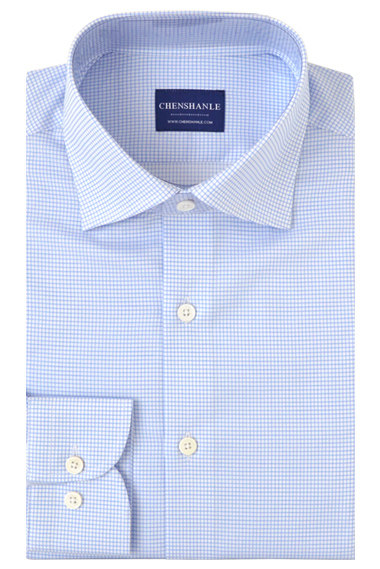 温莎暗扣领小格子衬衫定做