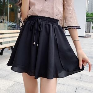 Chiffon Skirt short skirt women’s summer Korean version loose show thin high waist lotus leaf wide leg pants short skirt