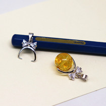 925 pure silver butterfly knot clip button jade crystal emerald inlaid drill pendant buckle DIY silver decoration accessories road pass buckle head