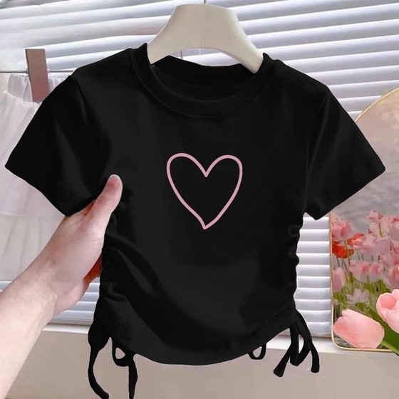 Pure Cotton Girl Drawstring Short Sleeve T-shirt 2025 Summer New Children's T-shirt Fashionable Girl Short Top
Pure Cotton Girl Drawstring Short Sleeve T-shirt 2025 Summer New Children's T-shirt Fashionable Girl Short Top