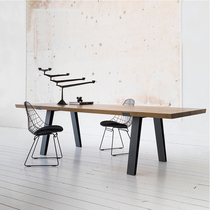 Nordic conference table solid wood desk tea table table designer long bar table and chair industrial style negotiation table Workbench