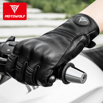 Winter Motorcycle Genuine Leather Gloves Vintage Bicycle Cycling Equipment Fall Breathable Knight Four Seasons Warm Unisex