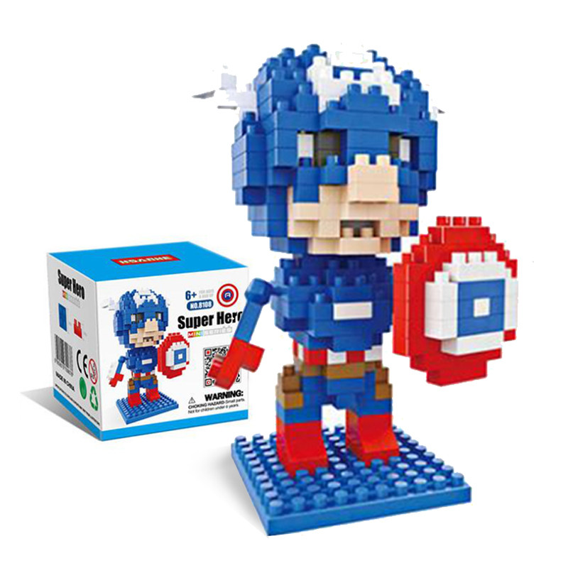 兼容积高小颗粒积木 复仇者联盟钢铁侠美国队长益智启蒙拼装玩具