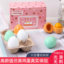 Kindergarten wooden simulation fake egg duck egg solid magnetic can open props baby play house children's toys
