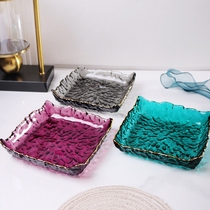 Day Style Creativity Phnom Penh Transparent Square Pan Ice Dew Glass Dinner Plate Nordic Ins Fruit Pan Snack Pan Salad Bowl