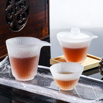 Sun-style cloud foggy crystal glass tea set Suit Bamboo Festival Grain Fair Cup Lid Bowl Phnom Penh Pint Tea Tea Cup Gongfu Tea furniture